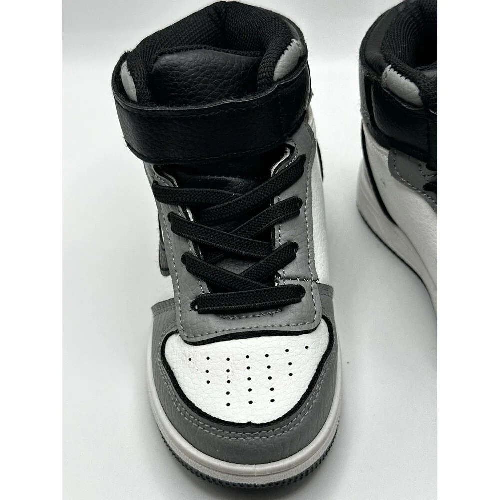Max Casuals Toddler Kids Size 7 High Top Sneakers Black White Gray Panda